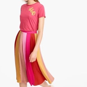 J. Crew Ombré Pleated Midi Skirt